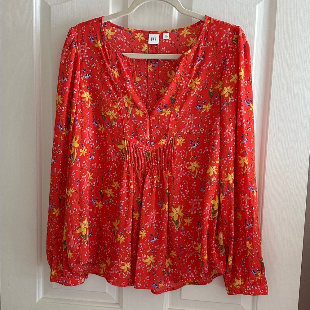GAP Vibrant Red Floral Top